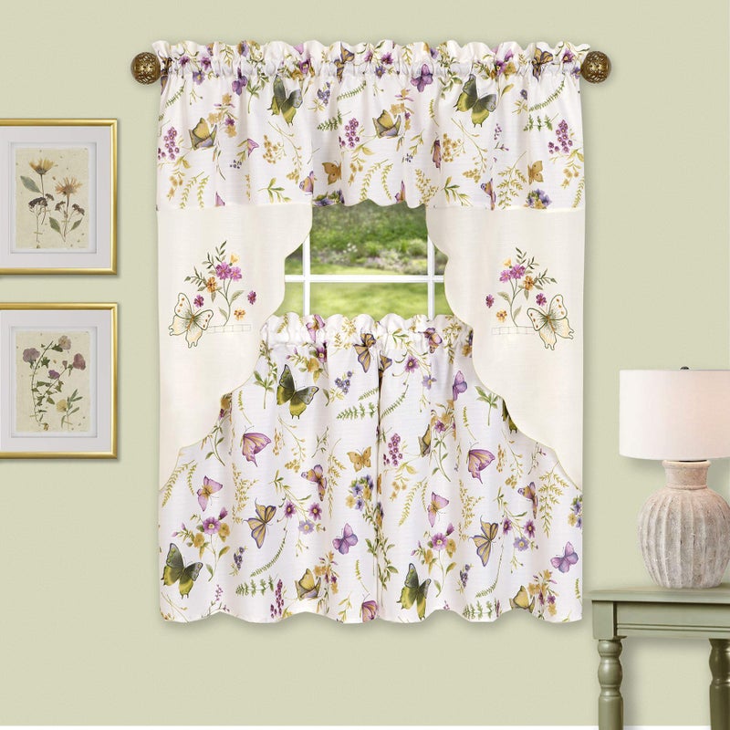 ACHIM Enchanted - Embellished Tier & Swag Set - 58x36 - Image 1